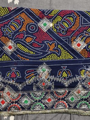 Bandej print odhani with embroidery, cotan fabric